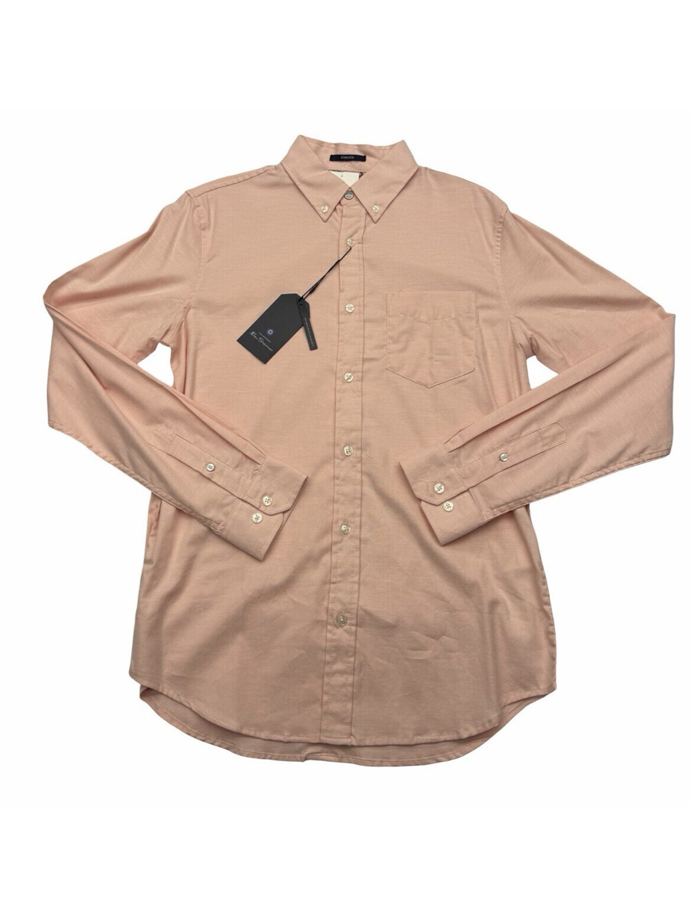Ben Sherman Button Down Oxford Stretch Shirt Long Sleeve Light Pink Size S